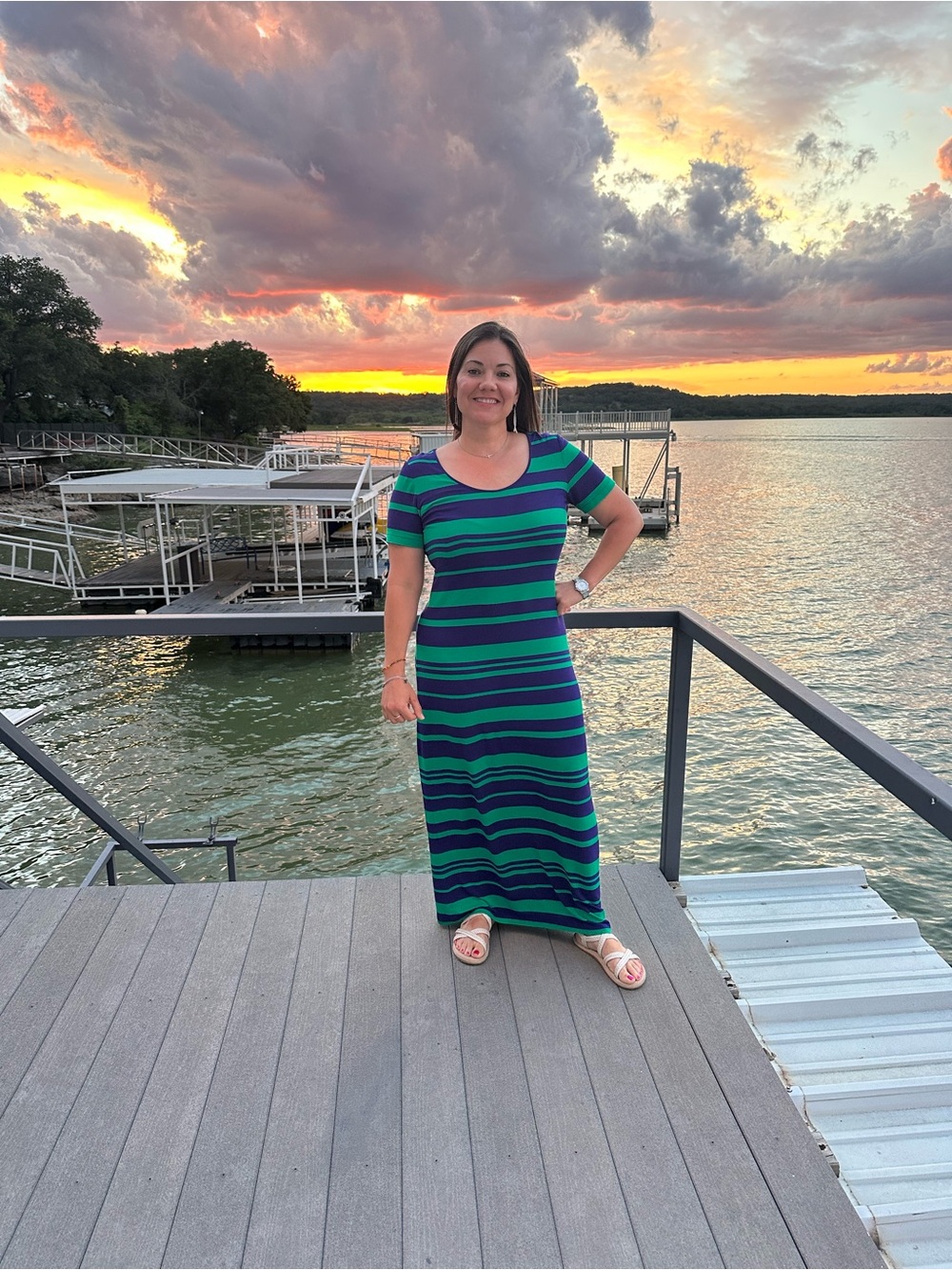 Calvin Klein Green & Purple Striped Maxi Dress 💚💜